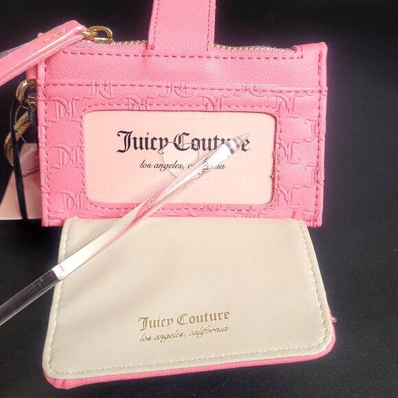 Juicy Couture That Bling Tab Elongated Petal‎ Pink Lemonade Card Case Wallet NWT - Picture 4 of 6